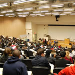 lecturehall345 Faculty members might have to use new wireless microphones after a recent FCC ruling.