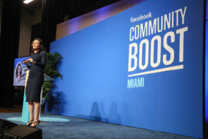 Sheryl Sandberg, COO of Facebook, announces partnership with Miami Dade College.