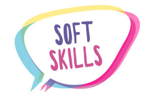 A thought bubble with the words soft skills in it