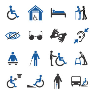 Icons depicting hearing impaired, physical disabilities, and others