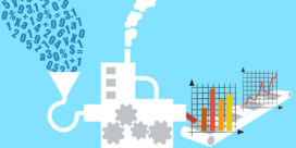 an illustrated concept of big data being funneled into usable charts