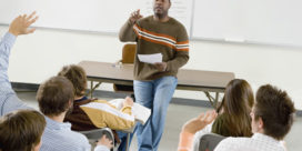 A black college professor calls on a student--a new initiative will help minorities in STEM academia.