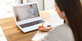 A student studies online with remote learning supported by a cloud-based student SIS.