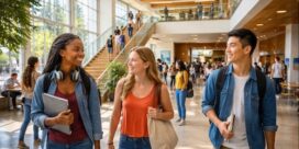 Student-centered campus design focuses on natural light, warm textures, and seating that encourages conversation rather than hierarchy.